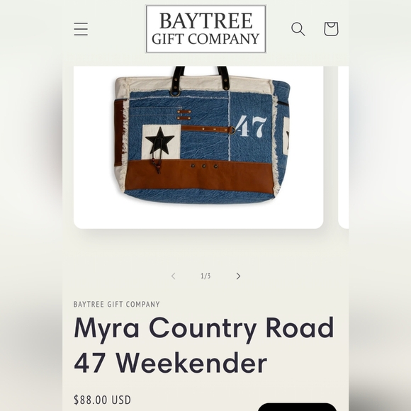 MYRA DENIM & LEATHER Brown Blue & White Sustainable SHOULDER HANDBAG, MSRP $88 - Picture 9 of 9